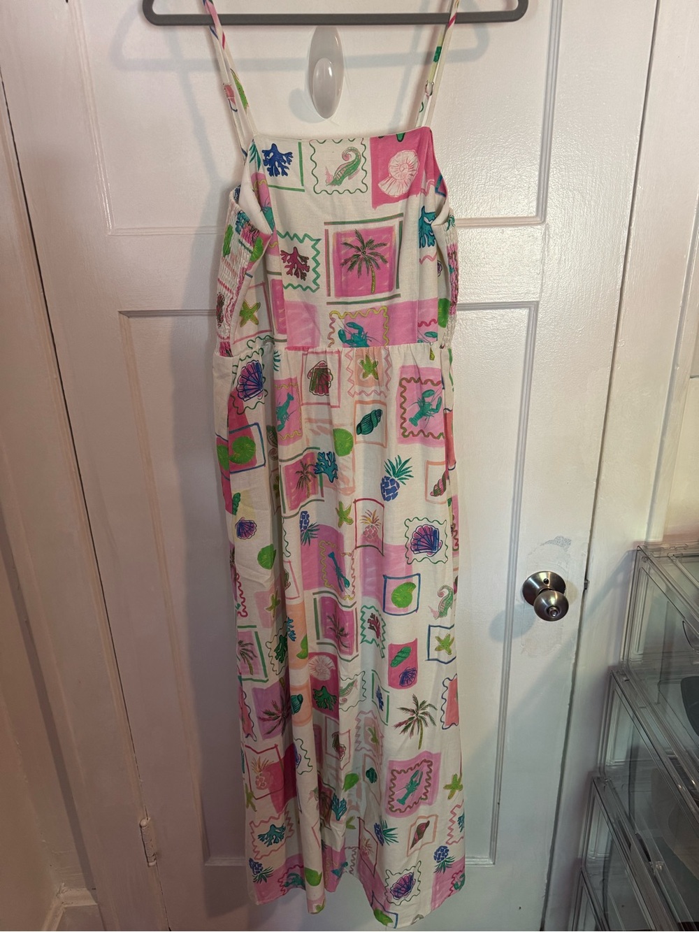 She + Sky Pink and White Tropical Print Maxi Dress
